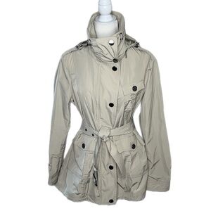 NWT$595 Burberry Brit W. CHARSTONE45 Nova Check Logo Funnel Neck Trench Coat 14